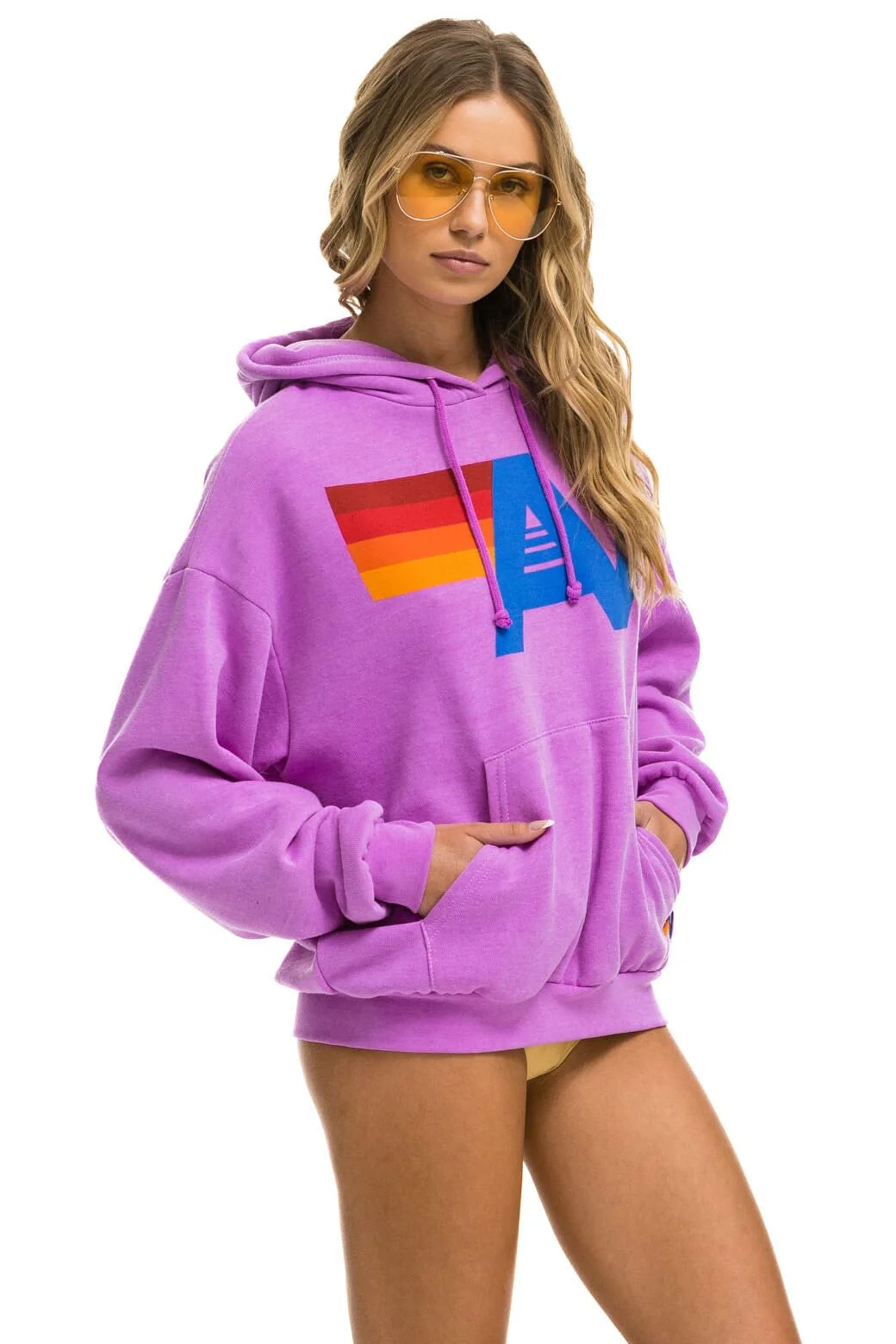 LOGO PULLOVER RELAXED HOODIE - NEON PURPLE - Image 7