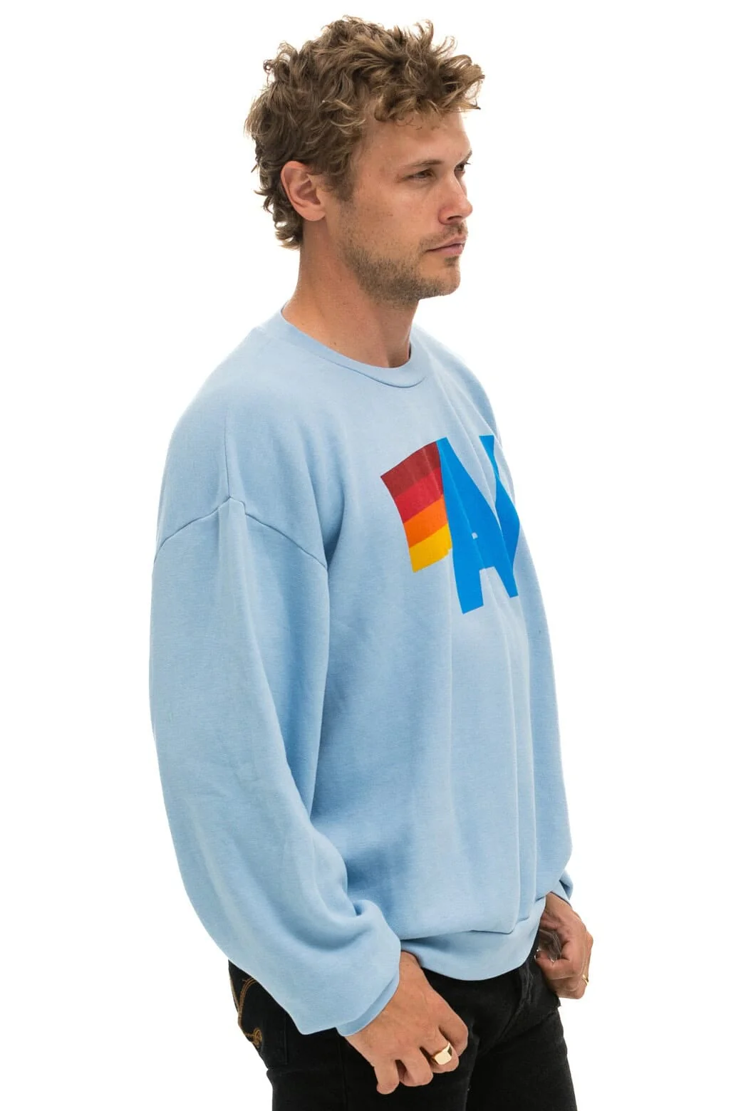 LOGO RELAXED CREW SWEATSHIRT - ICE - Image 6