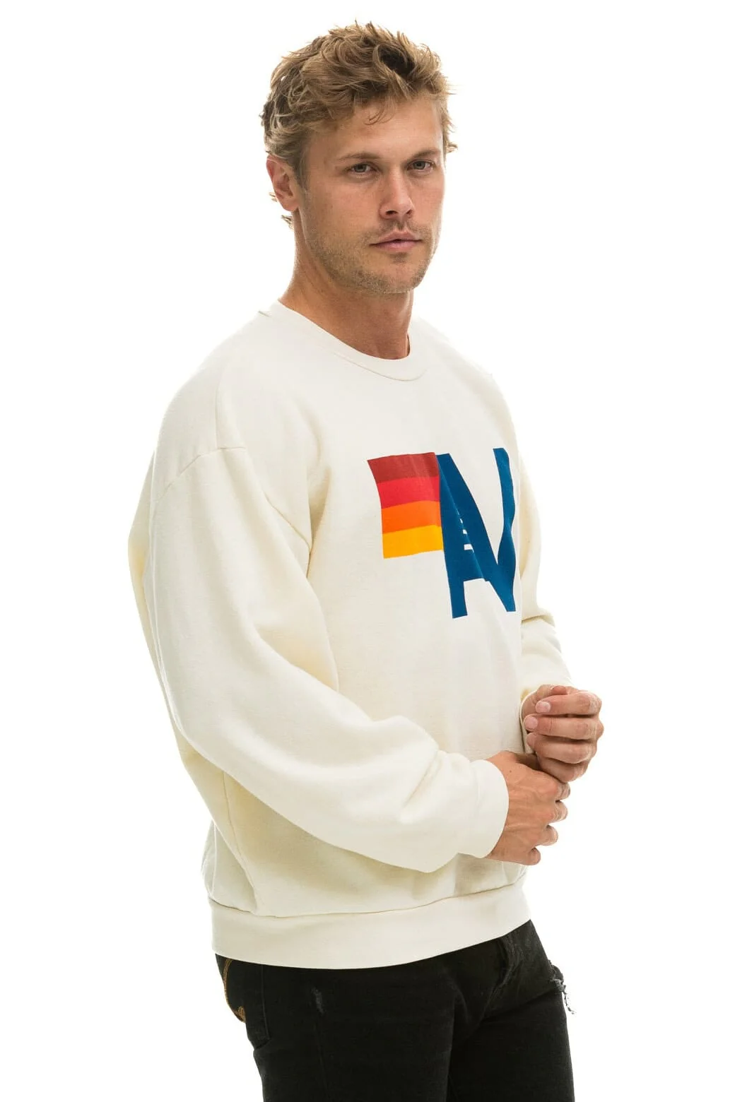 LOGO RELAXED CREW SWEATSHIRT - VINTAGE WHITE - Image 8
