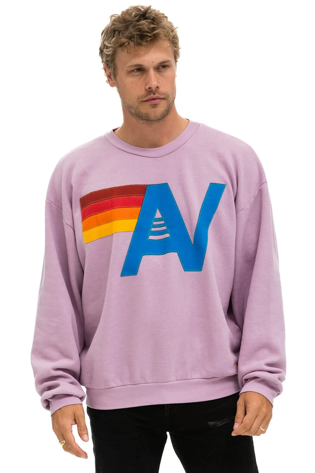 LOGO STITCH RELAXED CREW SWEATSHIRT - MAUVE - Image 2