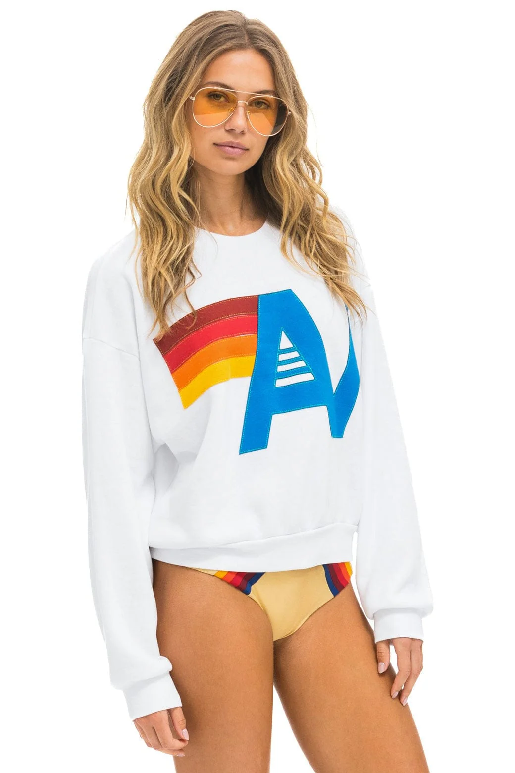 LOGO STITCH RELAXED CREW SWEATSHIRT - WHITE - Image 5