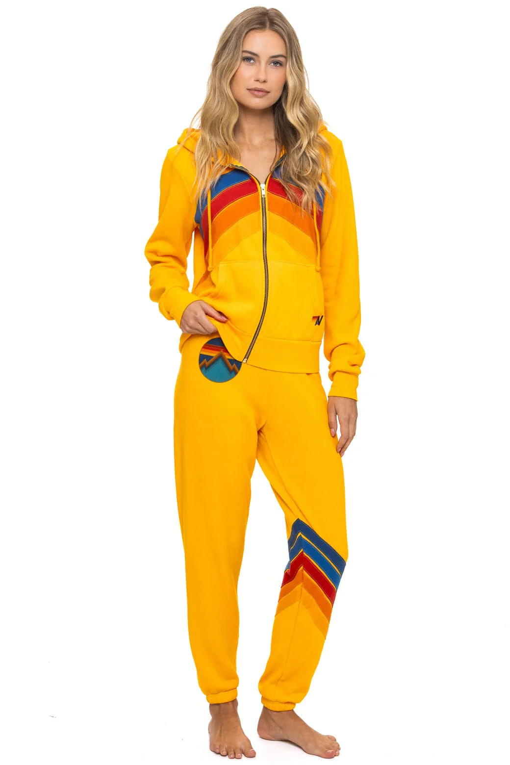 MOUNTAIN STITCH CHEVRON 4 ZIP HOODIE - GOLD - Image 3