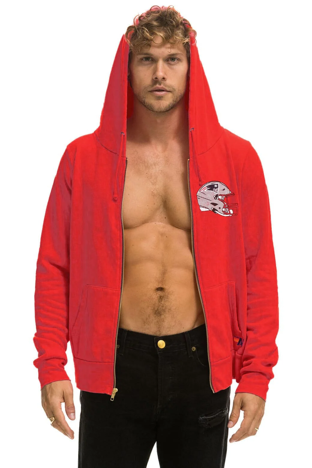 NEW ENGLAND PATRIOTS HELMET ZIP HOODIE - FLASH RED - Image 3