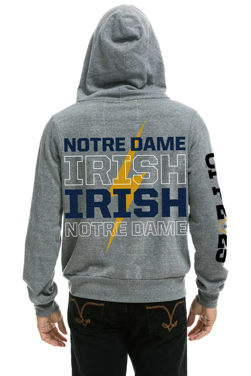 NOTRE DAME CFP 2025 UNISEX ZIP HOODIE - HEATHER GREY - Image 4