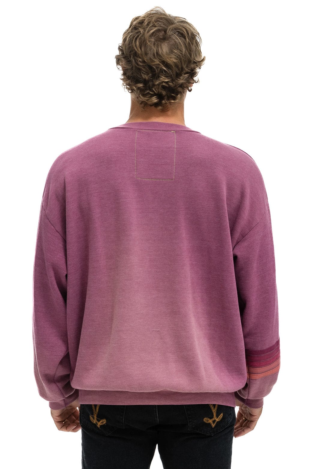 RUGBY STITCH RELAXED CREW SWEATSHIRT - FADED BERRY - Image 7