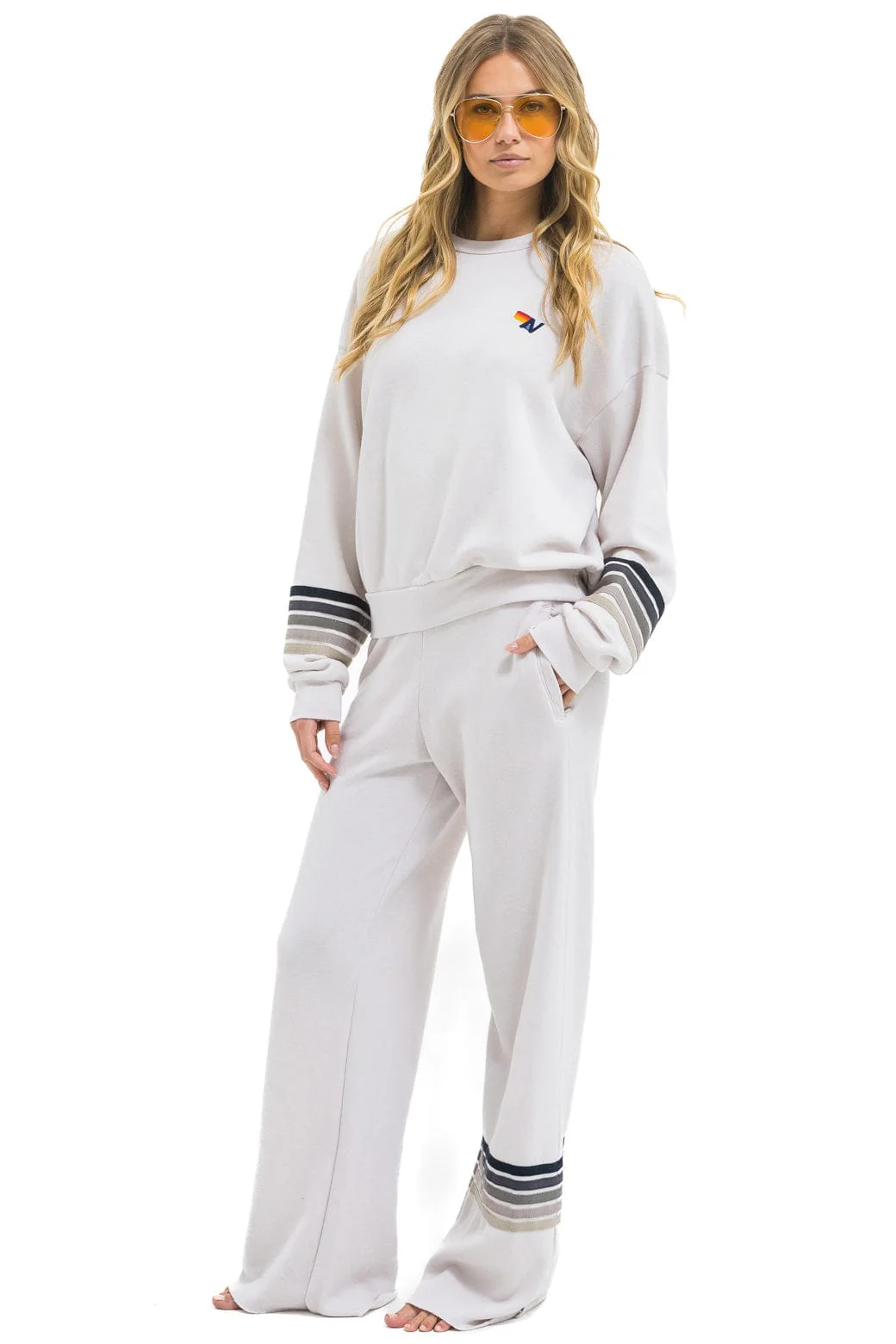 RUGBY STITCH WIDE LEG POCKET SWEATPANTS - DOVE GREY // GREY - Image 4