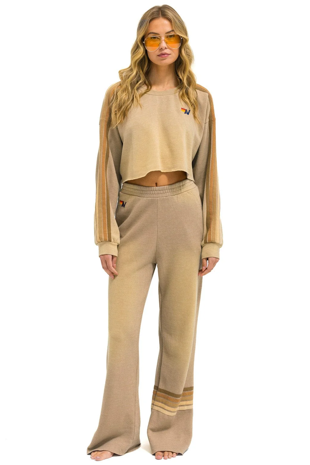 RUGBY STITCH WIDE LEG POCKET SWEATPANTS - FADED TAN - Image 5