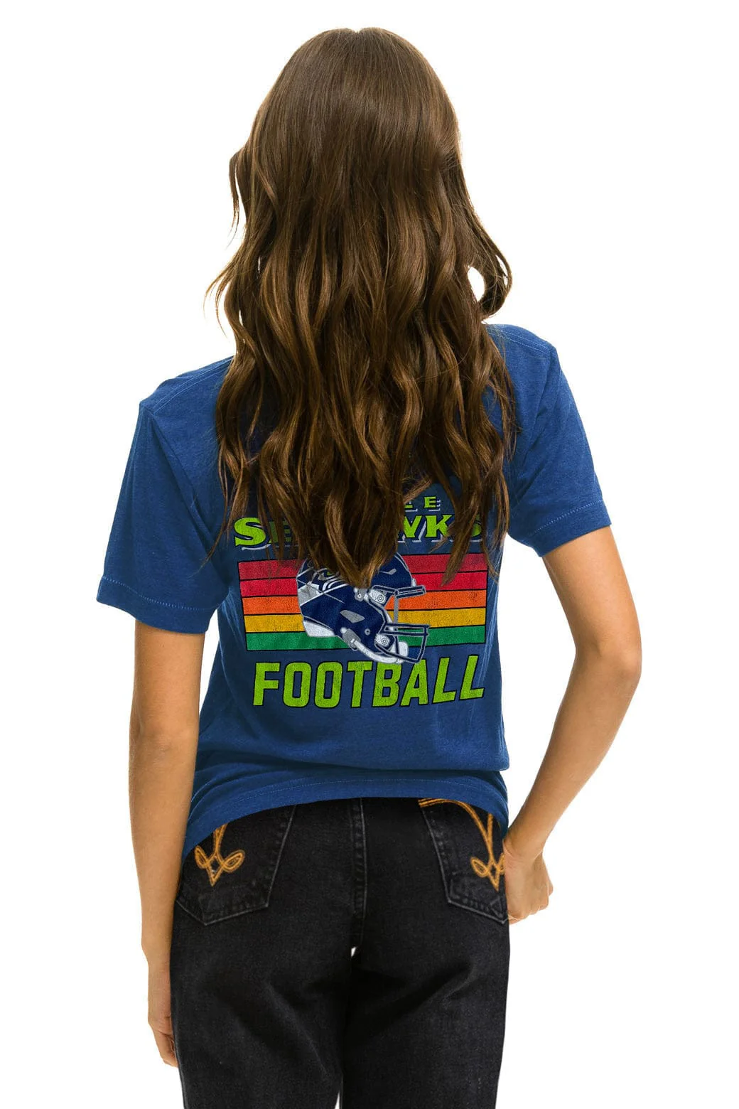 SEATTLE SEAHAWKS HELMET CREW TEE SHIRT - ROYAL - Image 4