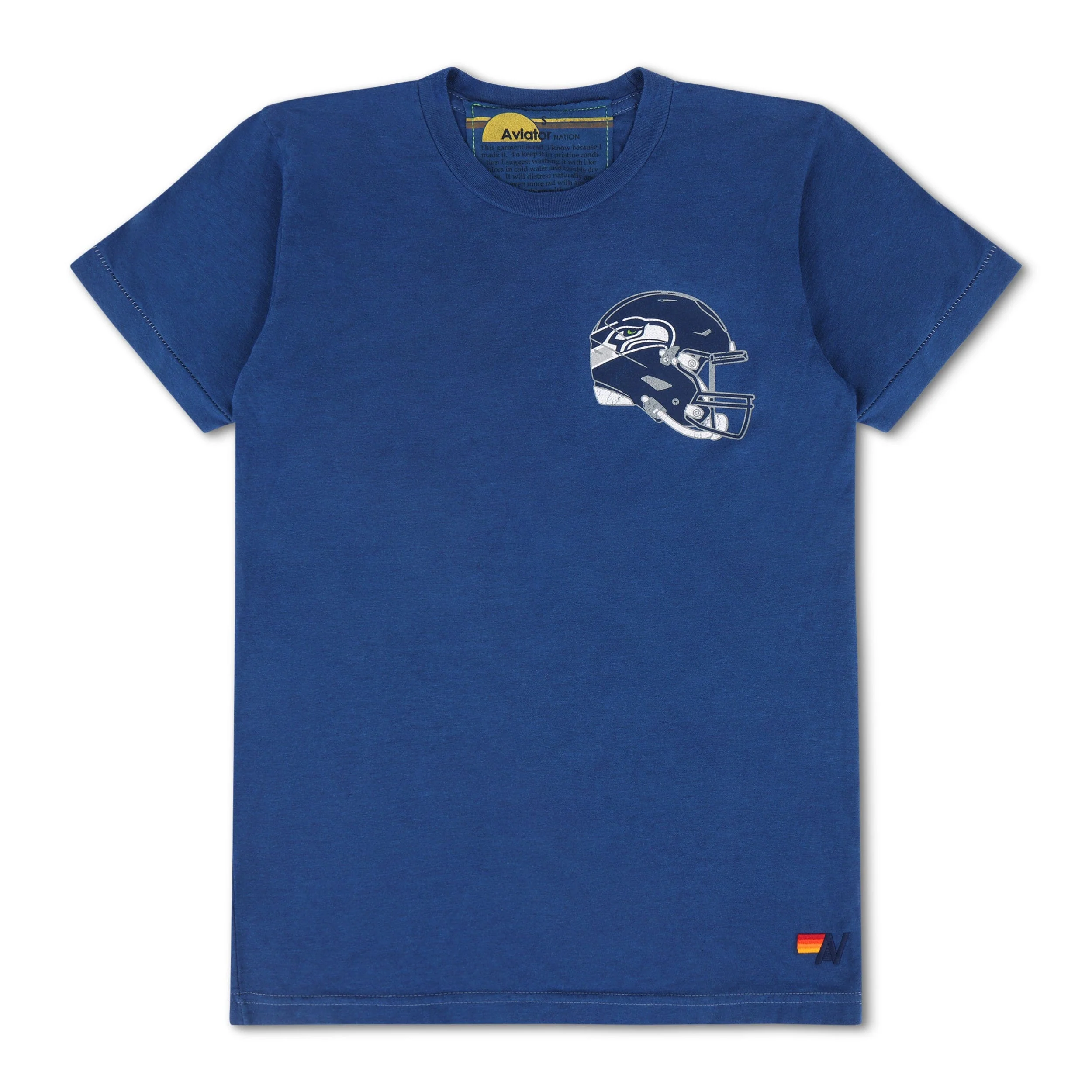 SEATTLE SEAHAWKS HELMET CREW TEE SHIRT - ROYAL - Image 5