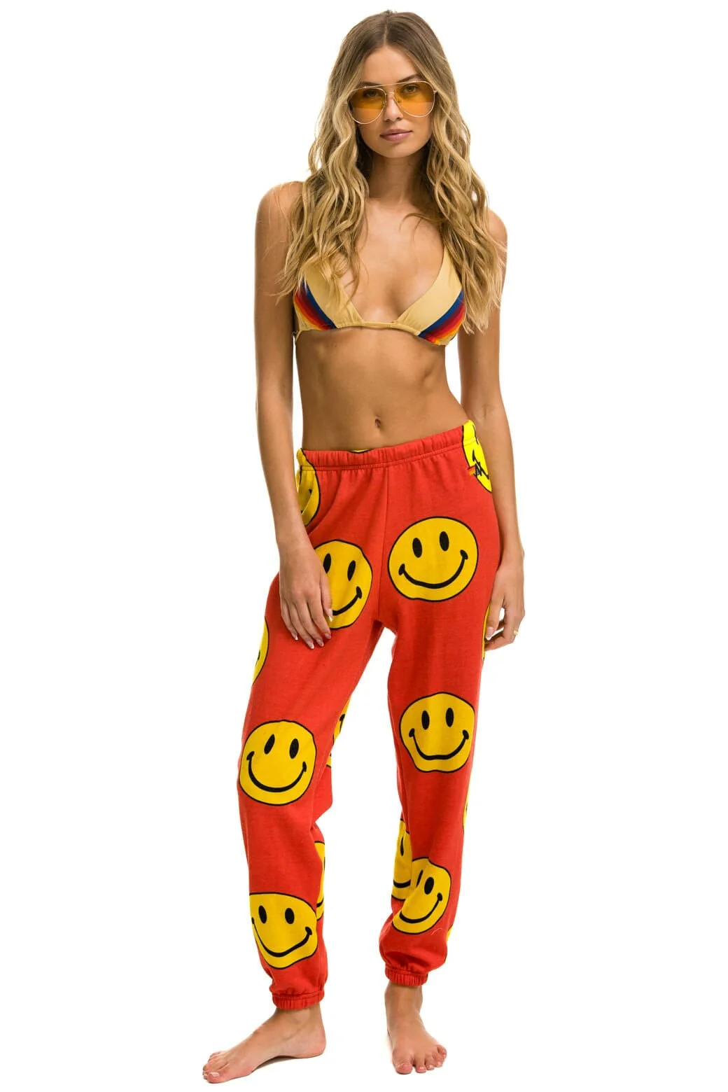 SMILEY REPEAT SWEATPANTS - RED - Image 5
