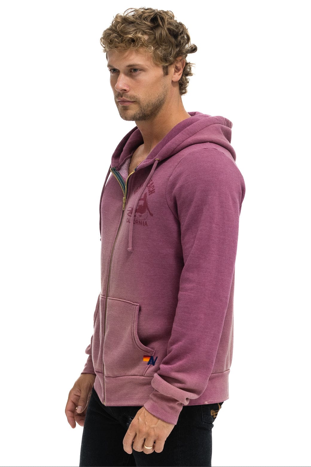 VENICE SURFER ZIP HOODIE - FADED BERRY - Image 6