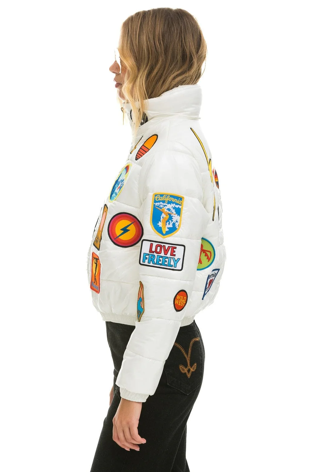 VINTAGE PATCH APRES PUFFER JACKET - WHITE GLOSSY - Image 3