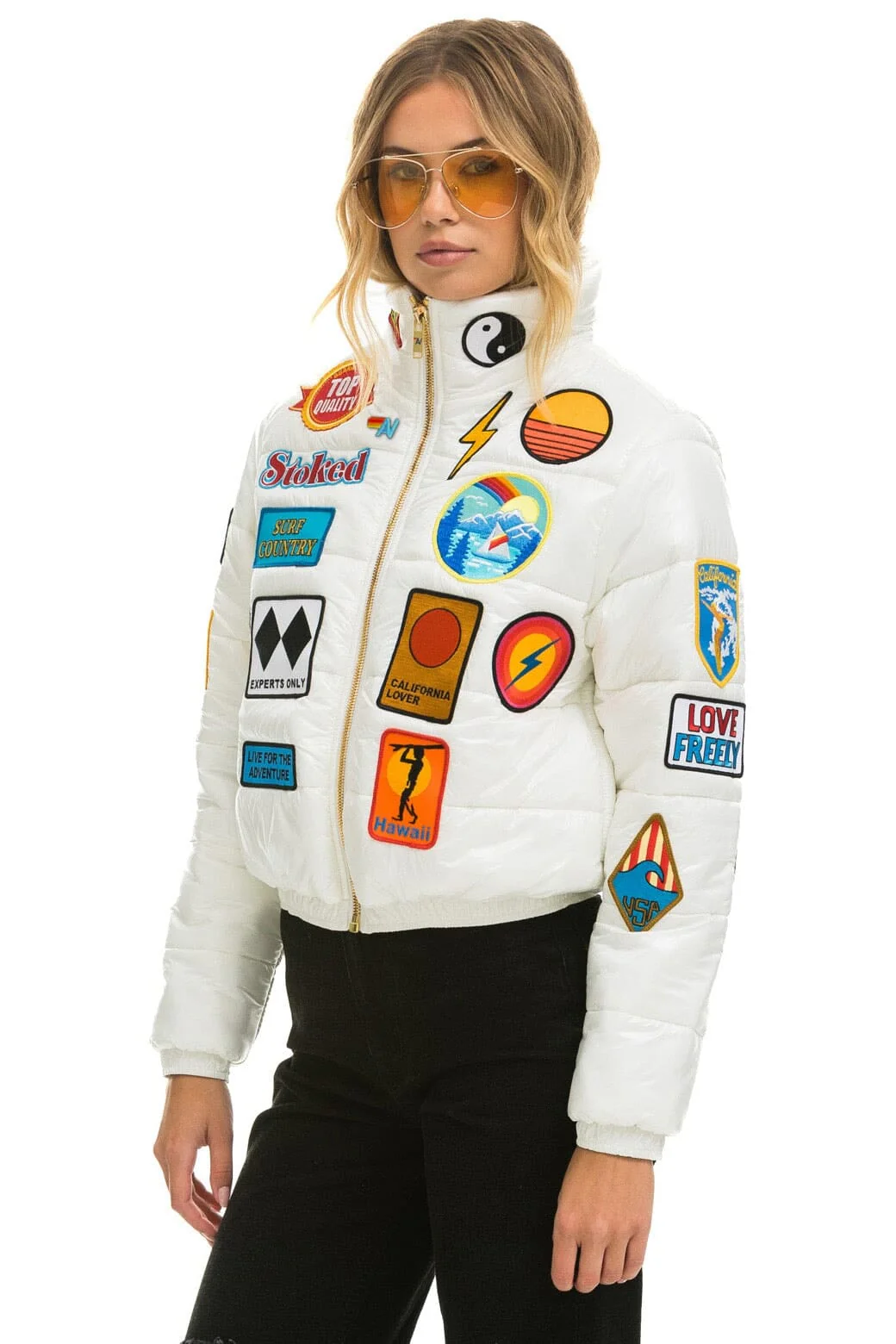 VINTAGE PATCH APRES PUFFER JACKET - WHITE GLOSSY - Image 5