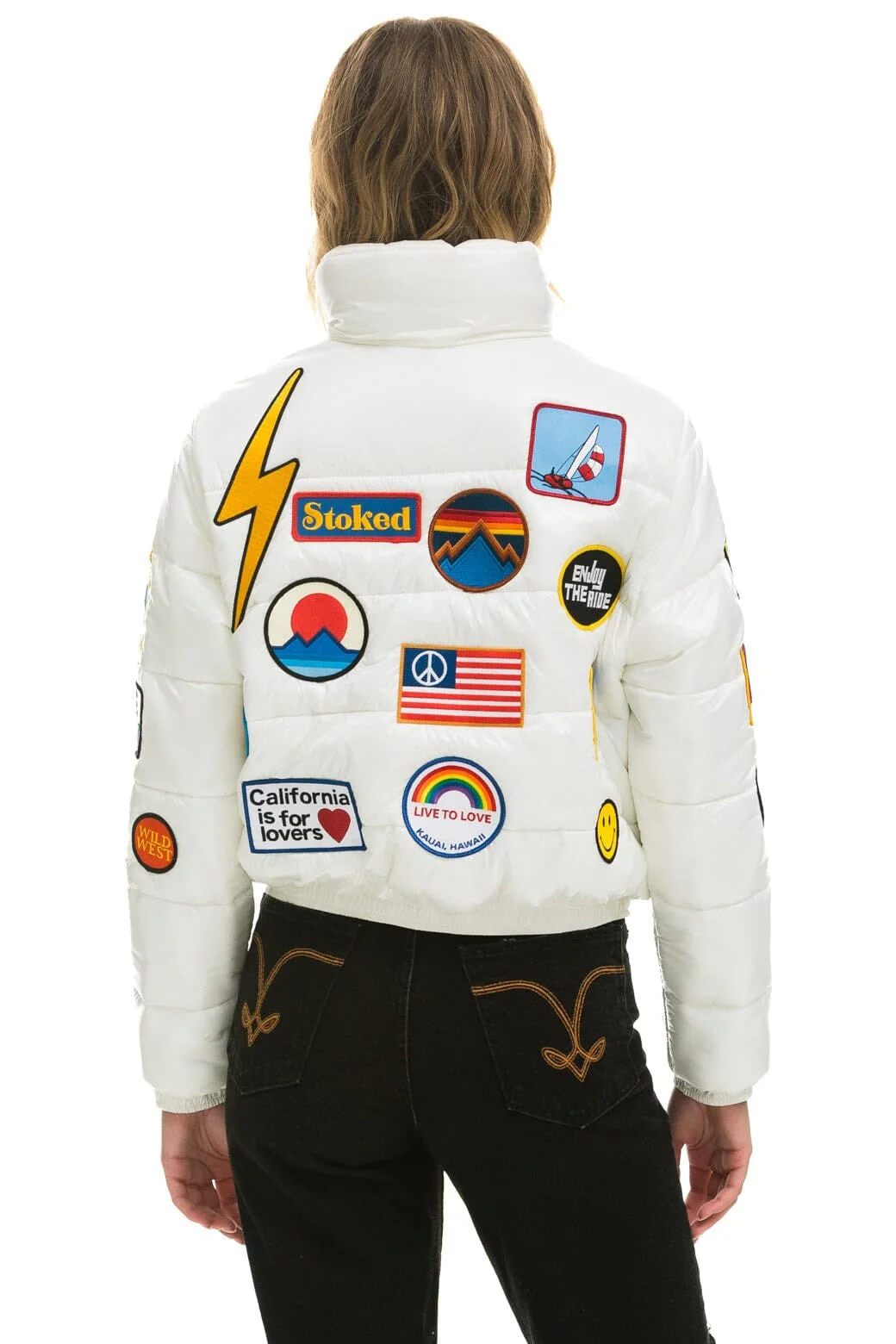 VINTAGE PATCH APRES PUFFER JACKET - WHITE GLOSSY - Image 6