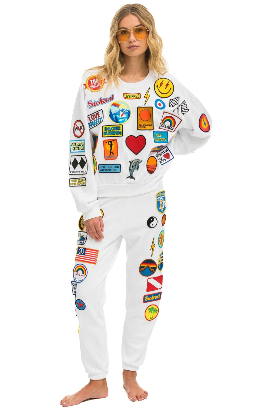 VINTAGE PATCH RELAXED CREW SWEATSHIRT - WHITE - Image 8